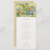 Pastel Fields Mountain Landscape Wedding Menu Card Einladung (Vorne/Hinten)