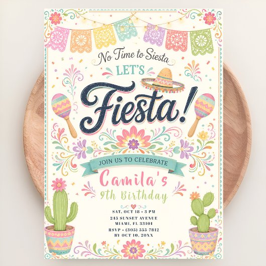 Pastel-Fiesta-Geburtstag Einladung
