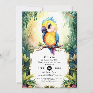 Pastel Fiesta Parrot Birthday Einladung