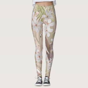 Pastel Flamingo Jungle Liebe #3 #tropical #wall Leggings