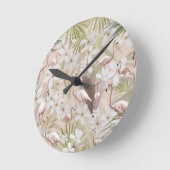 Pastel Flamingo Jungle Liebe #3 #tropical #wall Runde Wanduhr (Winkel)