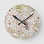 Pastel Flamingo Jungle Liebe #3 #tropical #wall Runde Wanduhr (Vorderseite)