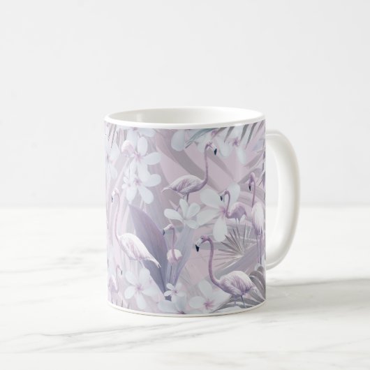 Pastel Flamingo Jungle Liebe 4 #art #tropical Kaffeetasse (VorderseiteRechts)