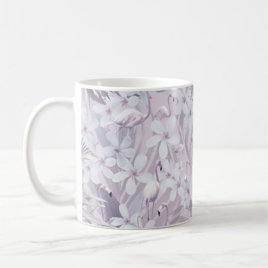Pastel Flamingo Jungle Liebe 4 #art #tropical Kaffeetasse (Links)