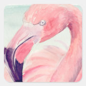 Pastel Flamingo Quadratischer Aufkleber (Vorderseite)