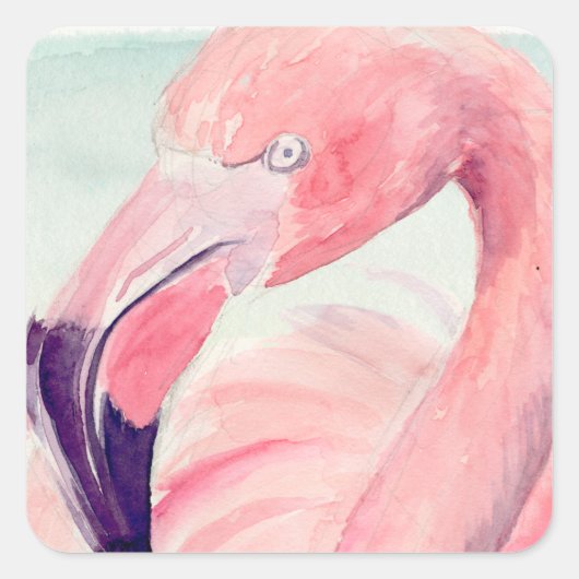 Pastel Flamingo Quadratischer Aufkleber (Vorderseite)