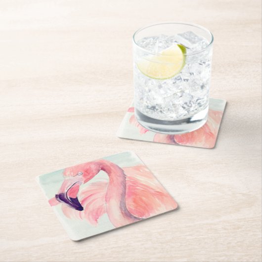 Pastel Flamingo Rechteckiger Pappuntersetzer (Vor Ort)