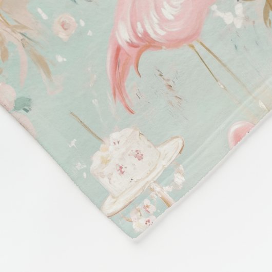 Pastel Flamingo Tee Party Pattern Fleecedecke (Ecke)