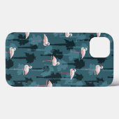 Pastel Flamingos auf Aquamarin Case-Mate iPhone Hülle (Rückseite (Horizontal))