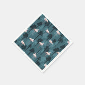 Pastel Flamingos auf Aquamarin Serviette (Ecke)