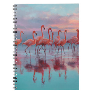 Pastel Flamingos Sunset Water Reflection Notizblock