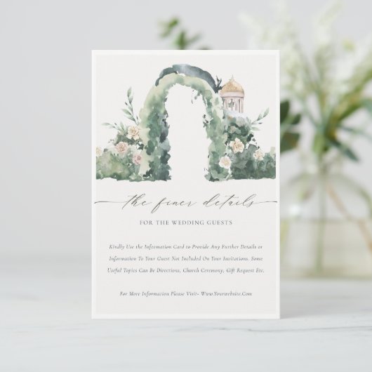 Pastel Flora Garden Arch Botanische Hochzeit Detai Begleitkarte (Stehend Vorderseite)