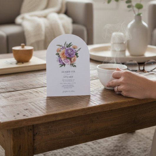 Pastel Floral Arch all in one Wedding Invitation Einladung