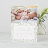 Pastel Floral Baby Geburtstagskarte Einladung (Stehend Vorderseite)