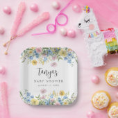 Pastel Floral Baby in Blütendusche Pappteller (Party)