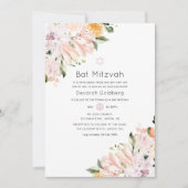 Pastel Floral Bat Mitzvah Einladung (Vorderseite)
