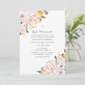 Pastel Floral Bat Mitzvah Einladung (Stehend Vorderseite)