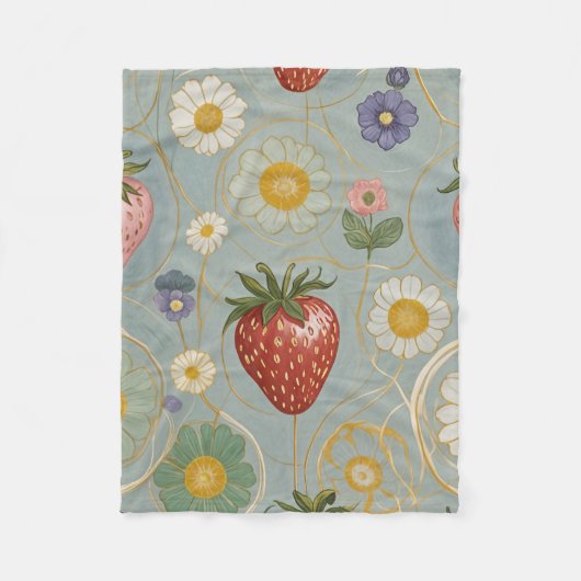 Pastel Floral & Berry Delight Fleecedecke (Vorderseite)