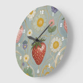 Pastel Floral & Berry Delight Große Wanduhr (Winkel)