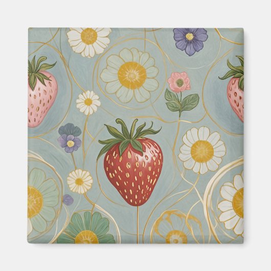 Pastel Floral & Berry Delight Magnet (Vorne)