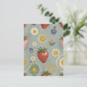 Pastel Floral & Berry Delight Postkarte (Stehend Vorderseite)