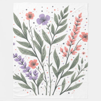 Pastel Floral Blätter Fleecedecke