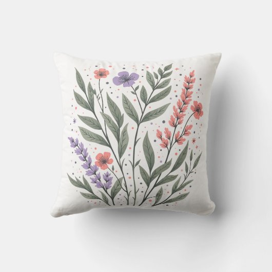 Pastel Floral Blätter Kissen (Rückseite)