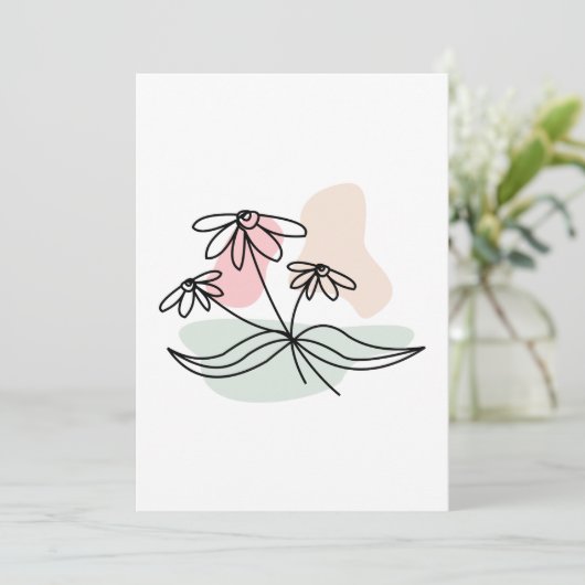 Pastel Floral Bleistift Zeichnend Einladung (Stehend Vorderseite)