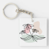 Pastel Floral Bleistift Zeichnend Schlüsselanhänger (Vorderseite)