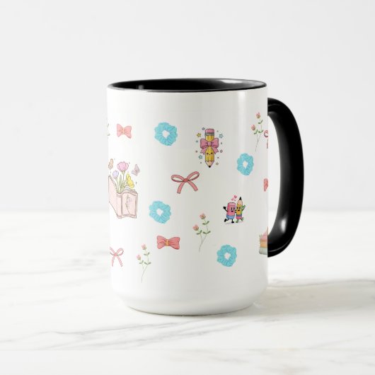 Pastel Floral Book Aesthetic  Tasse (VorderseiteRechts)