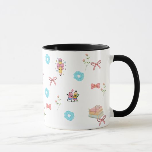 Pastel Floral Book Aesthetic Two-Tone Mug Tasse (Rechts)