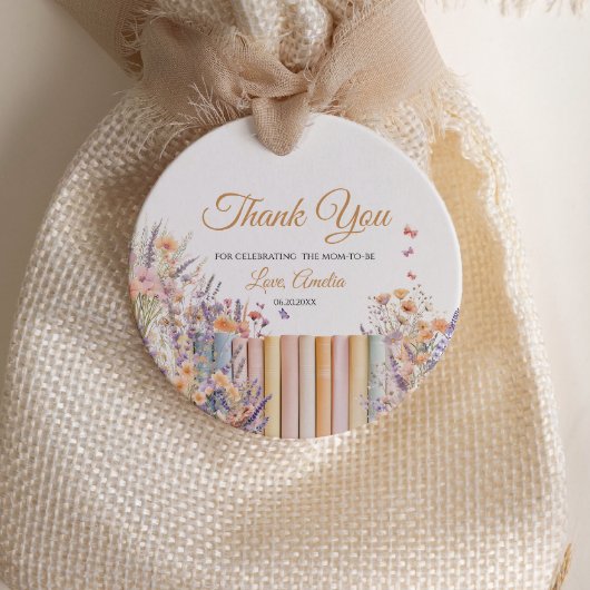 Pastel Floral Book Theme Kinderdusche Geschenkanhänger