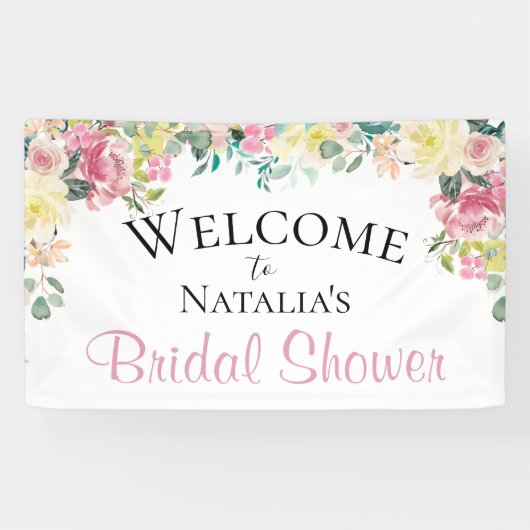 Pastel Floral Bouquet Brautparty Banner (Horizontal)