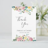 Pastel Floral Bouquet Dankeskarte (Stehend Vorderseite)