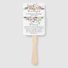 Pastel Floral Bouquet Wedding Program Fans Fächer