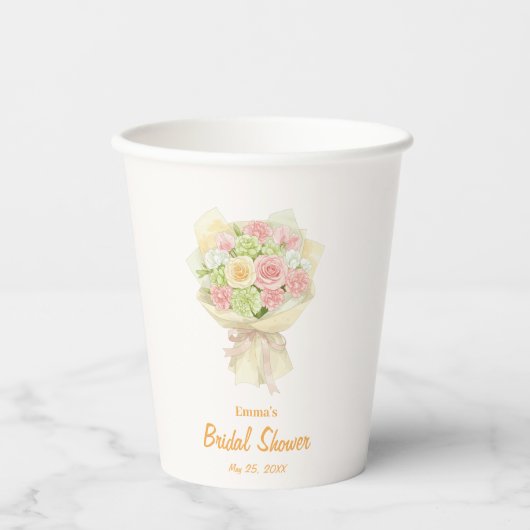 Pastel Floral Bridal Shower bouquet Pappbecher (Vorderseite)
