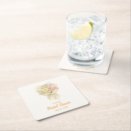 Pastel Floral Bridal Shower bouquet  Rechteckiger Pappuntersetzer