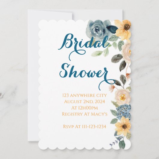 PASTEL FLORAL BRIDAL SHOWER INVITATION EINLADUNG (Vorderseite)