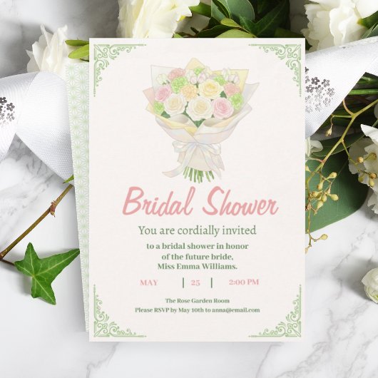 Pastel Floral Bridal Shower Invite – Japanese Einladung