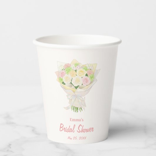 Pastel Floral Bridal Shower wedding – Japanese Pappbecher (Vorderseite)