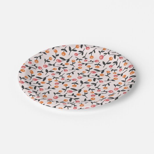 Pastel Floral Bud Botanisches Muster Pappteller (Schrägansicht)