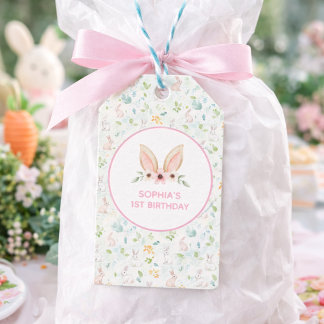 Pastel Floral Bunny Ears Girls 1st Birthday Favor Geschenkanhänger