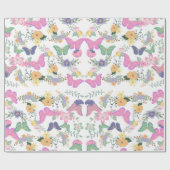 Pastel Floral Butterflies Gift Wrap Geschenkpapier (Flach)