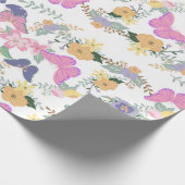 Pastel Floral Butterflies Gift Wrap Geschenkpapier (Ecke)