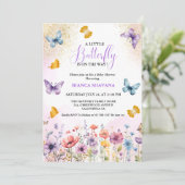 Pastel Floral Butterfly Baby SHower Einladung (Stehend Vorderseite)