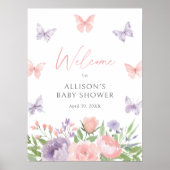 Pastel Floral Butterfly Babydusche Begrüßungszeich Poster (Vorne)