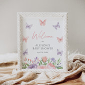 Pastel Floral Butterfly Babydusche Begrüßungszeich Poster