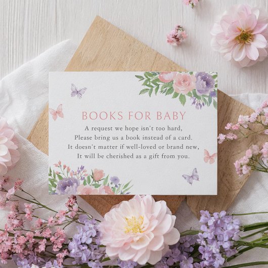 Pastel Floral Butterfly Babydusche Bücher für Baby Begleitkarte