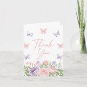 Pastel Floral Butterfly Babydusche Dankeskarte (Vorderseite)