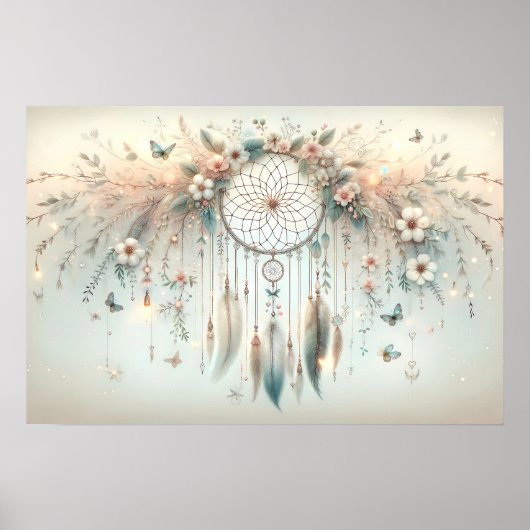 Pastel Floral Butterfly Dreamcatcher Poster (Vorne)
